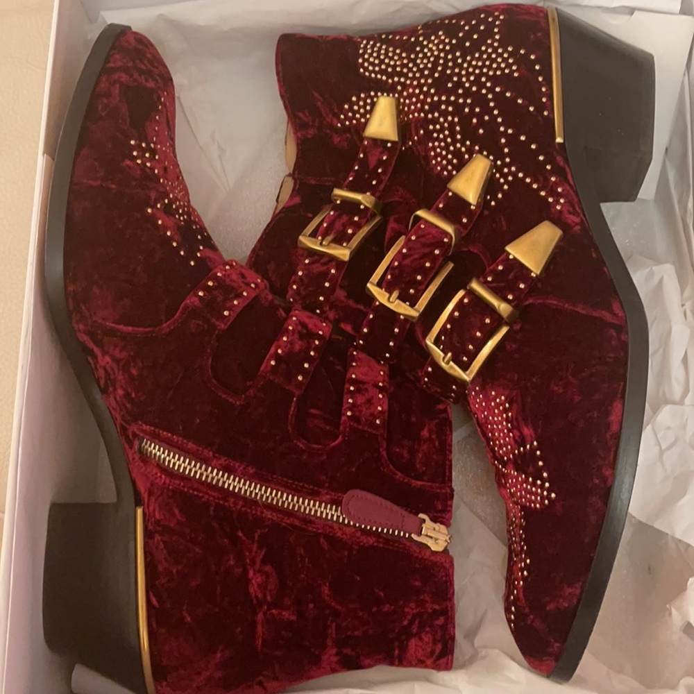 Chloe Susanna Burgundy Ankle Boots Size 40